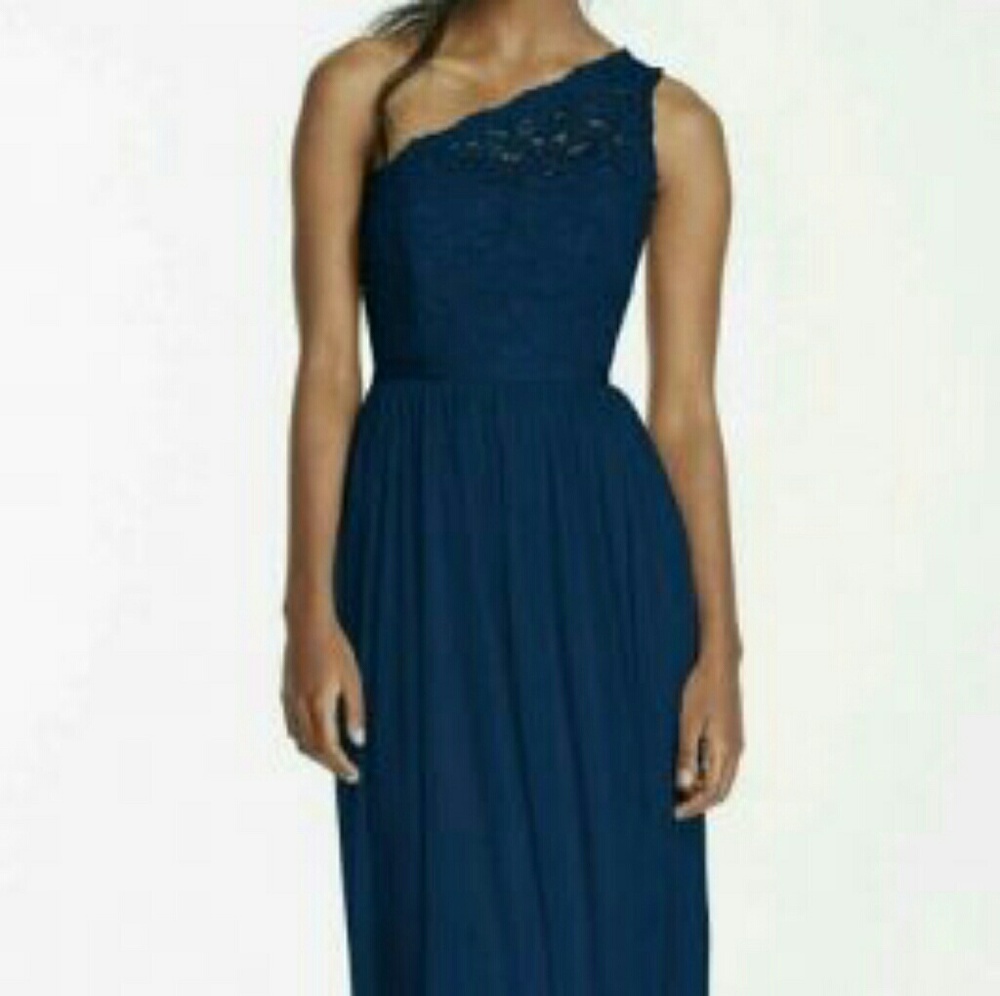 One shoulder lace and chiffon dress EXTRA LONG